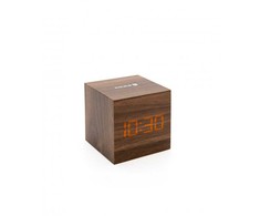 Evelatus EMC02 Digitāls koka kuba Pulkstenis Modinātājs ar termometru + USB adapteris Tumšs koks