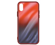 Evelatus Samsung Galaxy A10 Vanduo Ripple Gradient Color Anti-Explosion Tempered Glass Case Gradient Raudona-Juodas