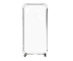 Dėklas Evelatus Samsung Galaxy A20e Silicone Transparent with Necklace TPU Strap Space Gray