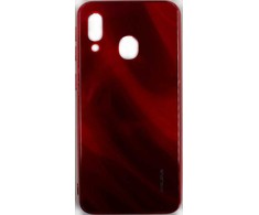 Evelatus Samsung Galaxy A40 Vanduo Ripple Full Color Electroplating Tempered Glass Case Raudona