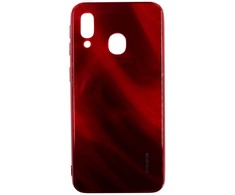 Evelatus Samsung Galaxy A40 Vanduo Ripple Full Color Electroplating Tempered Glass Case Raudona