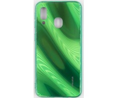 Evelatus Samsung Galaxy A40 Vanduo Ripple Full Color Electroplating Tempered Glass Case Žalias