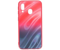 Evelatus Samsung Galaxy A40 Vanduo Ripple Gradient Color Anti-Explosion Tempered Glass Case Gradient Raudona-Juodas