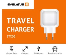 Įkroviklis Evelatus Evelatus ETC03 2xUSB Juoda