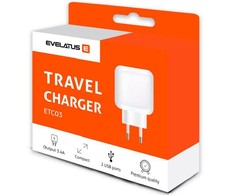 Įkroviklis Evelatus Evelatus ETC03 2xUSB Juoda