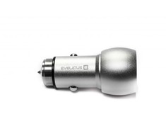 Evelatus Universal Car Charger ECC01 2USB port 3.1A with stainless steel escape tool Sidabrinis