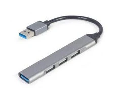 GEMBIRD 4-port USB HUB USB3 x 1 port USB2 x 3 jungtys sidabrinis