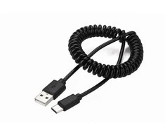 GEMBIRD USB C tipo kabelis, spiralinis, 1,8 m, juodas