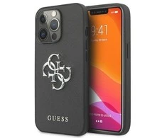 Dėklas GUESS HARD CASE GUHCP13LSA4GSBK IPHONE 13 PRO SAFFIANO METAL LOGO Juodas