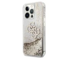 Apple iPhone 13 Pro Max Guess Hardcase 4G Big Liquid Glitter (GUHCP13XLG4GGO) telefono dėklas aukso spalvos