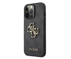 Guess Apple iPhone 13 Pro metalinis logotipo dėklas Pilkas