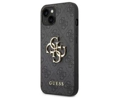 Guess PU 4G Metal Logo dėklas skirtas Apple iPhone 14 Plus pilkos spalvos