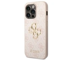 Apple iPhone 14 Pro Guess dėklas 4G Big Metal Logo rožinės spalvos