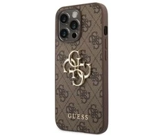 Apple iPhone 14 Pro Guess dėklas 4G Big Metal Logo rudos spalvos