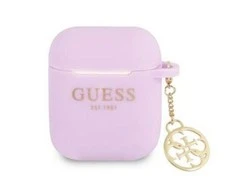 Apple AirPods Guess silikoninis Charm 4G Collection (GUA2LSC4EU) ausinių dėklas violetinės spalvos