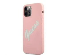 Apple iPhone 12 / 12 Pro Guess dėklas silikoninis Vintage (GUHCP12MLSVSPG) rožinės spalvos