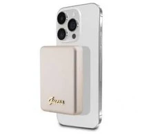 Guess Powerbank indukcinis 15W GUPBM5ALGSGD 5000mAh aukso spalvos MagSafe Metal Script Logo
