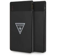 Guess Powerbank indukcinis 15W GUPB5FP4EMGK 5000mAh juodos spalvos 4G Leather Metal Logo MagSafe