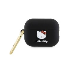 Apple AirPods Pro 2 Hello Kitty Silicone 3D Kitty Head (HKAP23DKHSK) ausinių dėklas juodos spalvos