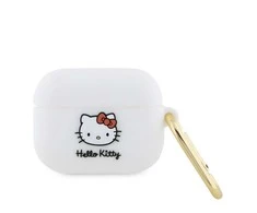Apple AirPods Pro 1 Hello Kitty Silicone 3D Kitty Head (HKAP3DKHSH) ausinių dėklas baltos spalvos