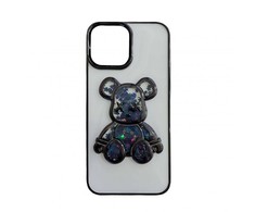 iLike Apple iPhone 13 Silikoninis dėklas Print Desire Bear Juodas
