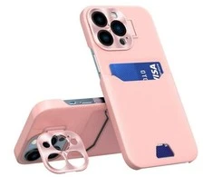 Hurtel Leather Apple iPhone 14 Pro Card Wallet Stand dėklas telefonui rožinės spalvos