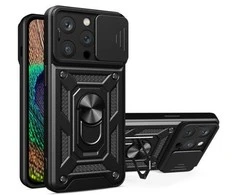 Hurtel Hybrid Armor Camshield dėklas skirtas iPhone 14 Pro Max, juodas