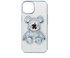 iLike Apple iPhone 14 Silikoninis dėklas Print Desire Bear Sidabrinis