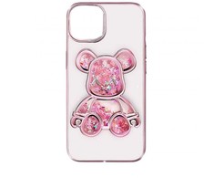 iLike Apple iPhone 14 Silikoninis dėklas Print Desire Bear Rožinė