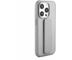iLike Apple iPhone 15 Pro Silikoninis dėklas with stand Sidabrinis