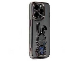 iLike Apple iPhone 15 Pro Silikoninis dėklas Print Desire Rabbit Juodas