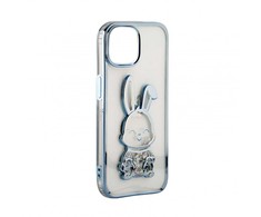 iLike Apple iPhone 15 Pro Silikoninis dėklas Print Desire Rabbit Mėlyna