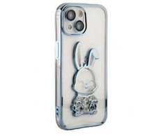 iLike Apple iPhone 15 Silikoninis dėklas Print Desire Rabbit Mėlyna