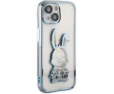 iLike Apple iPhone 15 Silikoninis dėklas Print Desire Rabbit Mėlyna