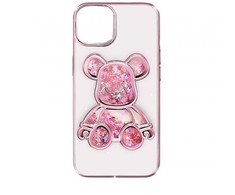 iLike Apple iPhone 15 Silikoninis dėklas Print Desire Bear Rožinė