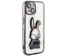 iLike Apple iPhone 15 Silikoninis dėklas Print Desire Rabbit Juodas