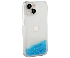 iLike Apple iPhone 15 Silikoninis dėklas Vanduo Glitter Mėlyna