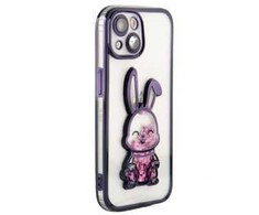 iLike Apple iPhone 15 Silikoninis dėklas Print Desire Rabbit Violetinė