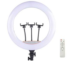 Elight SR18 46cm LED apgaismojošais gredzens ar 3x smartfona turētāju + 220V adapteri + BT tālvadības pulti Melns