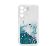 iLike Samsung Galaxy A55 Silikoninis dėklas Vanduo Glitter Mėlyna