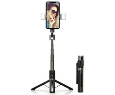 Oem Topt Asmenukių lazda – su atjungiamu bluetooth nuotoliniu valdymu, tripod and 2 LED lights – P96D-2 juodos spalvos
