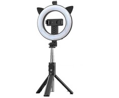 iLike Selfie Stick – with detachable bluetooth remote control, tripod and ring lamp – P20D-4 juodos spalvos