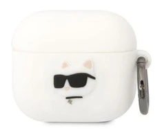 Dėklas Karl Lagerfeld KLA3RUNCHH AIRPODS 3 COVER Baltas/Baltas SILICONE CHAPETTE HEAD 3D