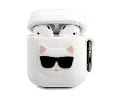 Karl Lagerfeld silikoninis Choupette dėklas skirtas AirPods 1/2 Cover - Baltas