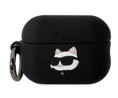 Apple AirPods 3 Karl Lagerfeld Silicone Choupette Head 3D ausinių dėklas juodos spalvos