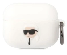Apple AirPods Pro Karl Lagerfeld silikoninis Karl Head 3D (KLAPRUNIKH) ausinių dėklas baltos spalvos
