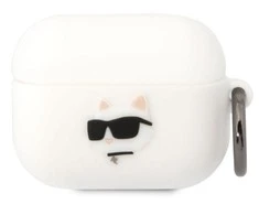 Apple AirPods Pro Karl Lagerfeld silikoninis Choupette Head 3D ausinių dėklas baltos spalvos