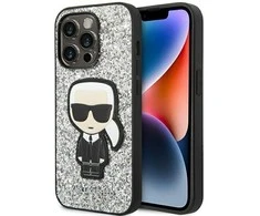 Dėklas Karl Lagerfeld KLHCP14LGFKPG iPhone 14 Pro 6.1 "hardcase sidabrinis / sidabrinis Glitter Flakes Ikonik