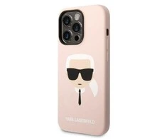 Karl Lagerfeld Liquid Silikoninis dėklas skirtas iPhone 14 Pro, rožinis