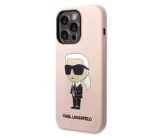 Apple iPhone 14 Pro Max Karl Lagerfeld dėklas Silicone Ikonik (KLHCP14XSNIKBCP) rožinės spalvos